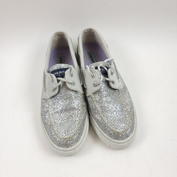 Sperry Top Sider Women's Silver Glitter Sparkle Slip On Boat Size 7M Shoes - Picture 7 of 7